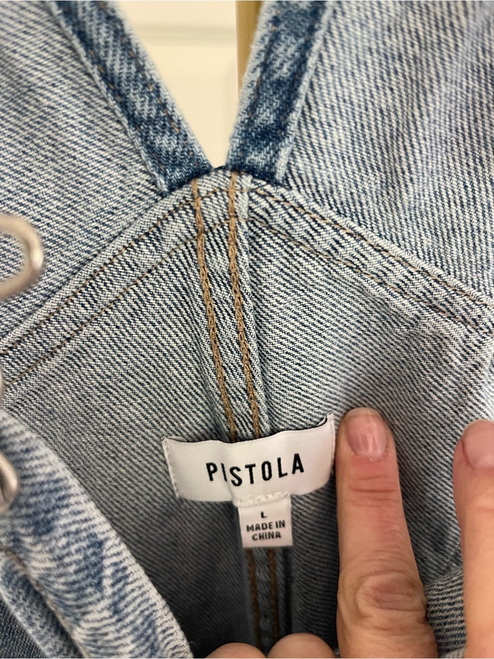 pistola Light Blue Denim Bib Overalls with Contrast Stitching - Picture 2 of 3